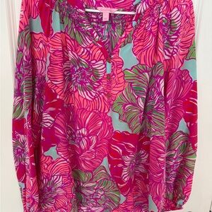 Lilly Pulitzer Pink & Aqua Floral Tunic